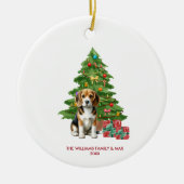 Beagle Dog gepersonaliseerde kerst Keramisch Ornament (Voorkant)