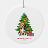 Beagle Dog gepersonaliseerde kerst Keramisch Ornament (Achterkant)
