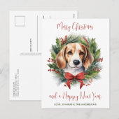 Beagle Dog gepersonaliseerde krans Vrolijk Kerstfe Feestdagenkaart (Voorkant / Achterkant)