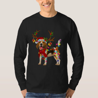 Beagle Dog Gorgeous Reindeer Christmas Lights T-shirt