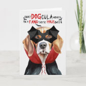 Beagle Dog Grappig Count DOGcula Halloween Feestdagen Kaart (Voorkant)