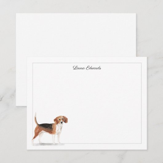 Beagle Dog Gray Border Personeelswerk Notitiekaartje (Voorkant / Achterkant)