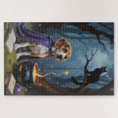 Beagle Dog grillige Halloween schilderij Legpuzzel (Horizontaal)