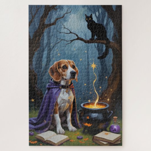 Beagle Dog grillige Halloween schilderij Legpuzzel (Verticaal)