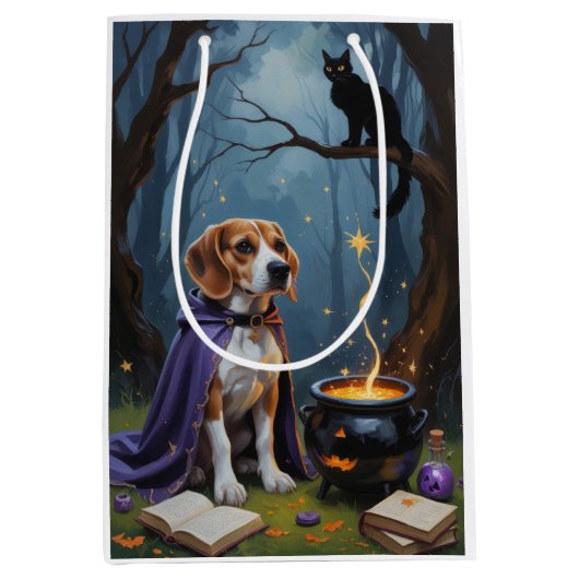 Beagle Dog grillige Halloween schilderij Medium Cadeauzakje