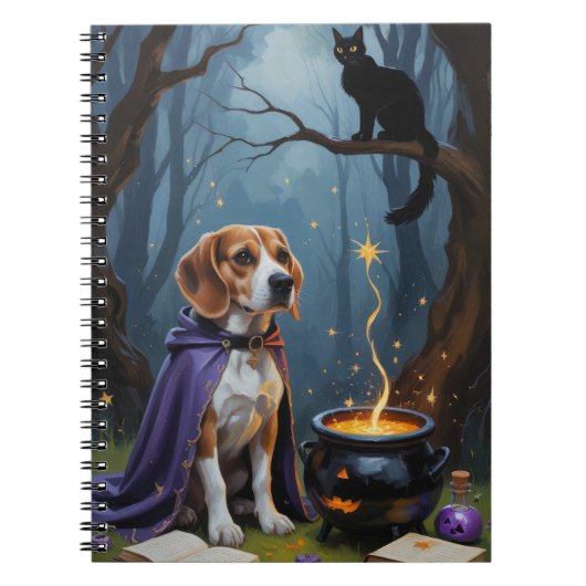 Beagle Dog grillige Halloween schilderij Notitieboek (Voorkant)