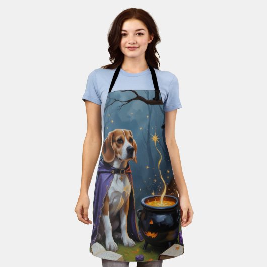 Beagle Dog grillige Halloween schilderij Schort (Gedragen)