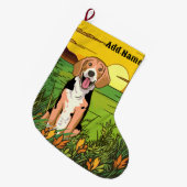 Beagle Dog Grote Kerstsok (Voorkant (Hangend))