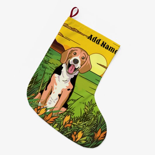 Beagle Dog Grote Kerstsok (Voorkant (Hangend))