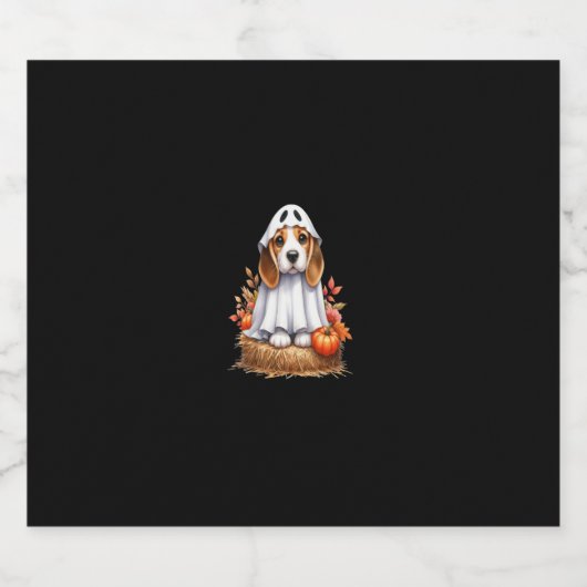 Beagle Dog Halloween Kostuumfeest Spook Lange Slaa Sparkling Wijnetiket (Enkel label)
