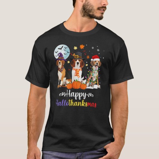 Beagle Dog Halloween Merry Christmas Happy Halloth T-shirt (Voorkant)