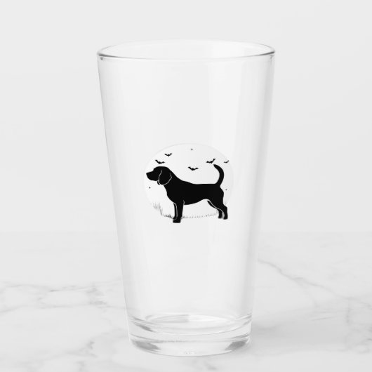 Beagle Dog � Halloween Moon Silhouette Oversized T Glas (Voorkant)