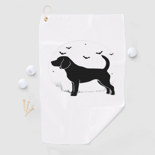 Beagle Dog - Halloween Moon Silhouette Oversized T Golfhanddoek (Insitu)