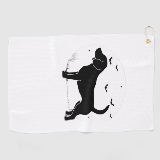 Beagle Dog - Halloween Moon Silhouette Oversized T Golfhanddoek (Horizontaal)