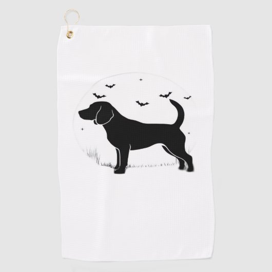 Beagle Dog - Halloween Moon Silhouette Oversized T Golfhanddoek (Voorkant)
