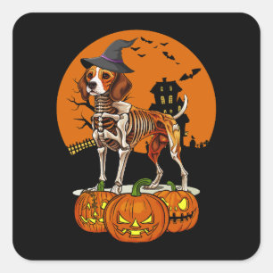 Beagle Dog Halloween Vierkante Sticker