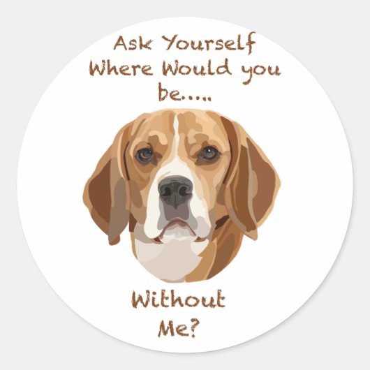 Beagle Dog Hand getekende digitale kunst Schattig Ronde Sticker (Voorkant)