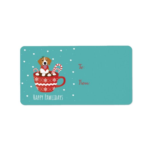 Beagle Dog Happy Pawlidays Etiket (Voorkant)