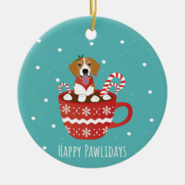Beagle Dog Happy Pawlidays Keramisch Ornament