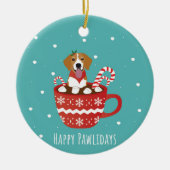 Beagle Dog Happy Pawlidays Keramisch Ornament (Voorkant)