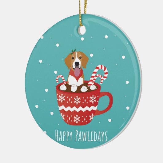 Beagle Dog Happy Pawlidays Keramisch Ornament (Links)