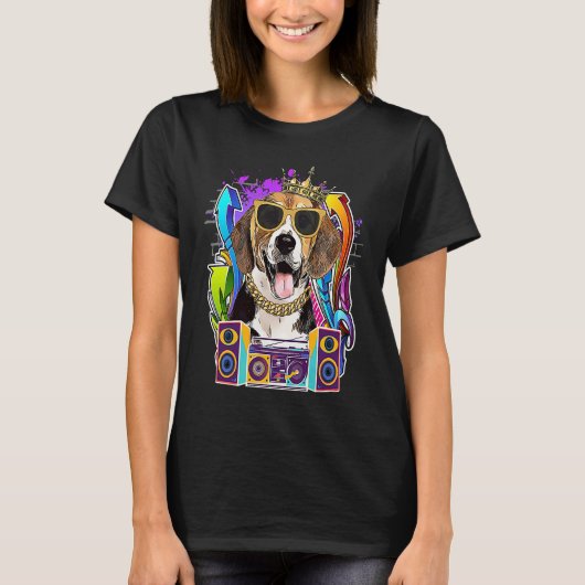 Beagle Dog Hip Hop 90's Rap Music T-shirt (Voorkant)