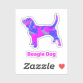 Beagle Dog Hot Pink & Blue Vinyl Sticker (Vel)