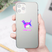 Beagle Dog Hot Pink & Blue Vinyl Sticker (Telefoon)
