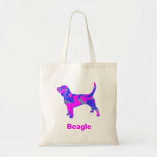 Beagle Dog Hot Pink en Blue Tote Bag