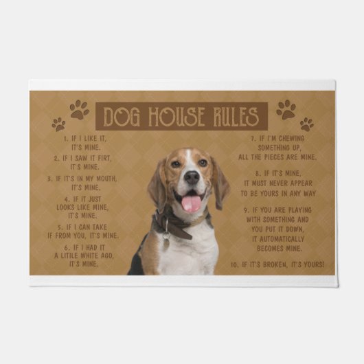 Beagle Dog House regels, als het gebroken, het is  Deurmat (Voorkant)