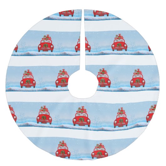 Beagle Dog in auto met kerstman Kerstboom Rok (Voorkant)