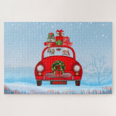Beagle Dog in auto met kerstman Legpuzzel (Horizontaal)
