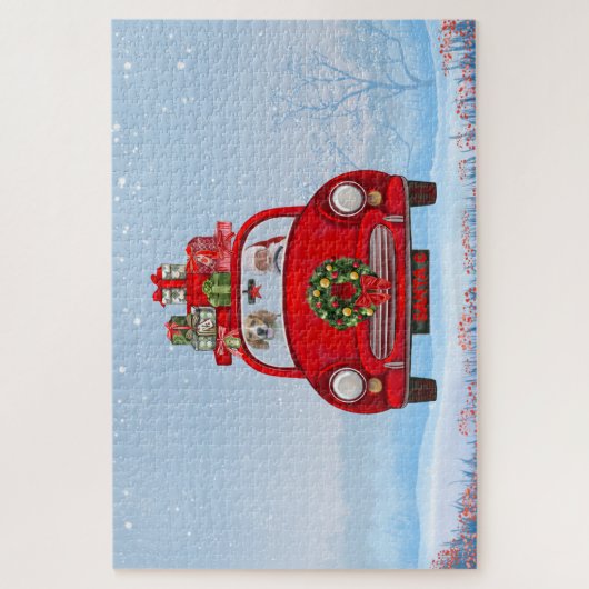 Beagle Dog in auto met kerstman Legpuzzel (Verticaal)