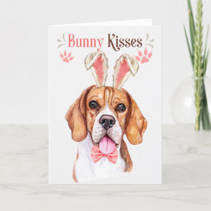 Beagle Dog in Bunny Ears voor Pasen Feestdagen Kaart