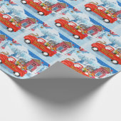 Beagle Dog in kerstcadeauwagen Cadeaupapier (Hoek)