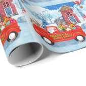 Beagle Dog in kerstcadeauwagen Cadeaupapier (Rol Hoek)