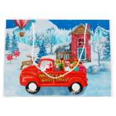 Beagle Dog in kerstcadeauwagen Groot Cadeauzakje (Voorkant)