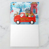 Beagle Dog in kerstcadeauwagen Kaart (Binnen)