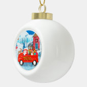 Beagle Dog in kerstcadeauwagen Keramische Bal Ornament (Rechts)