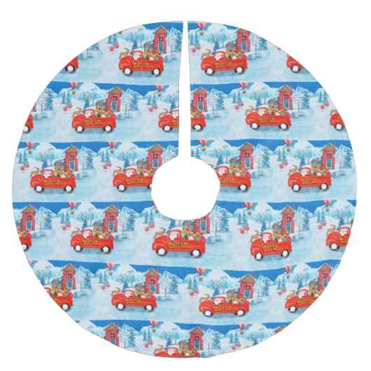 Beagle Dog in kerstcadeauwagen Kerstboom Rok (Voorkant)