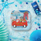 Beagle Dog in kerstcadeauwagen Papieren Bordje (Feest)