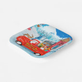 Beagle Dog in kerstcadeauwagen Papieren Bordje (Gebogen)