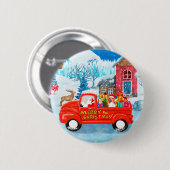 Beagle Dog in kerstcadeauwagen Ronde Button 5,7 Cm (Voorkant /achterkant)