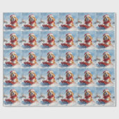 Beagle Dog in Sledge Laat het Sneeuw Kerstmis Cadeaupapier (Vlak)