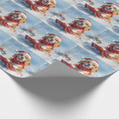 Beagle Dog in Sledge Laat het Sneeuw Kerstmis Cadeaupapier (Hoek)