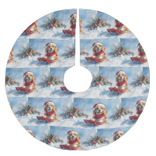 Beagle Dog in Sledge Laat het Sneeuw Kerstmis Kerstboom Rok