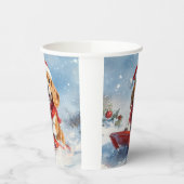 Beagle Dog in Sledge Laat het Sneeuw Kerstmis Papieren Bekers (Links)