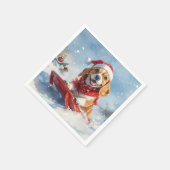 Beagle Dog in Sledge Laat het Sneeuw Kerstmis Servet (Hoek)