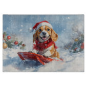 Beagle Dog in Sledge Laat het Sneeuw Kerstmis Snijplank (Voorkant)