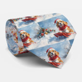 Beagle Dog in Sledge Laat het Sneeuw Kerstmis Stropdas (Opgerold)